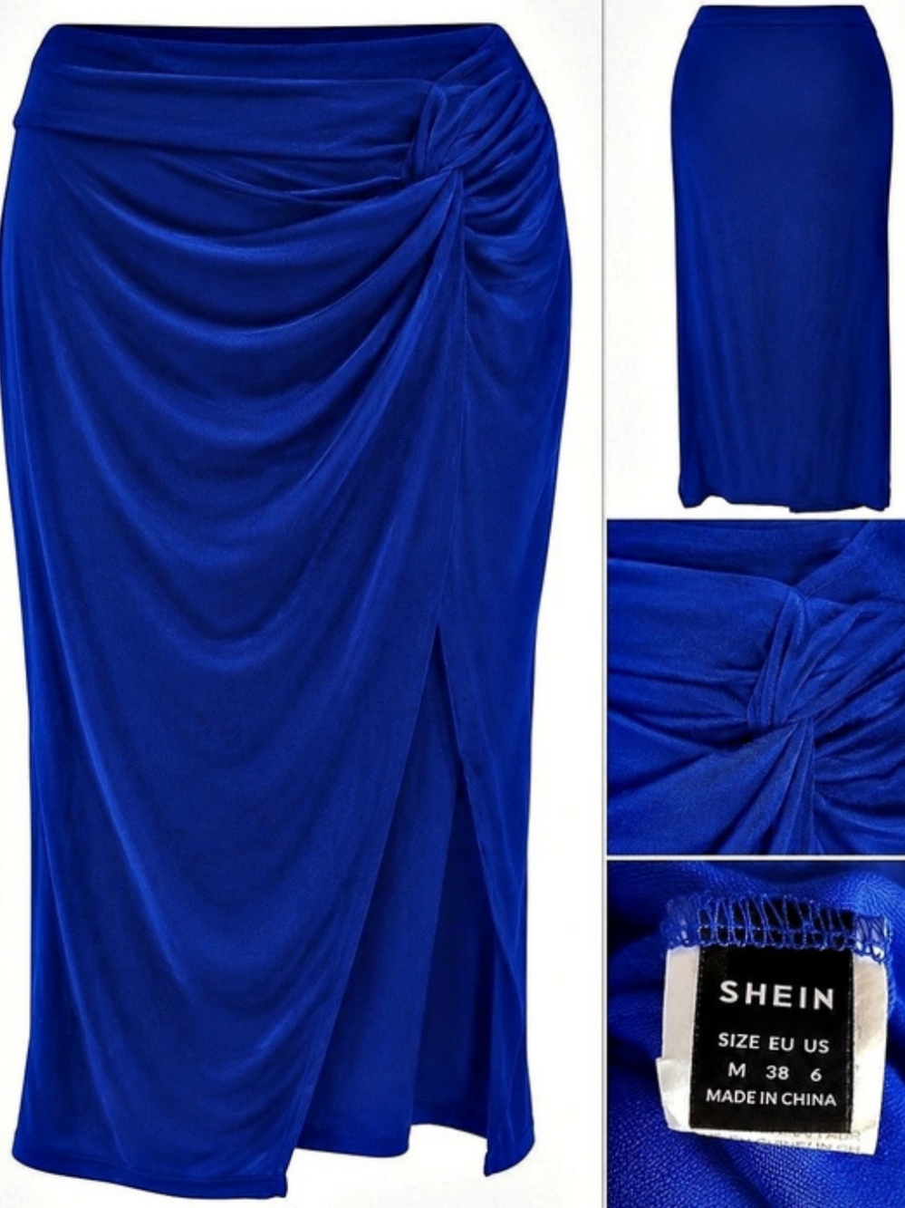 SHEIN Ruched Maxi Skirt in Blue Size Medium